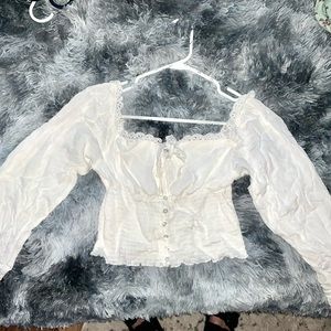 Long-Sleeve Off the Shoulder Crop Top Blouse